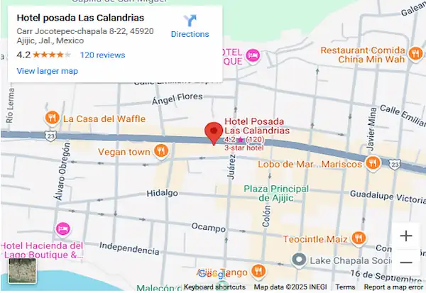 Mapa y Ubicación de Hotel Posada Las Calandrias Ajijic