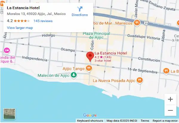 Mapa y Ubicacion del Hotel La Estancia Ajijic Lago Chapala Jalisco México