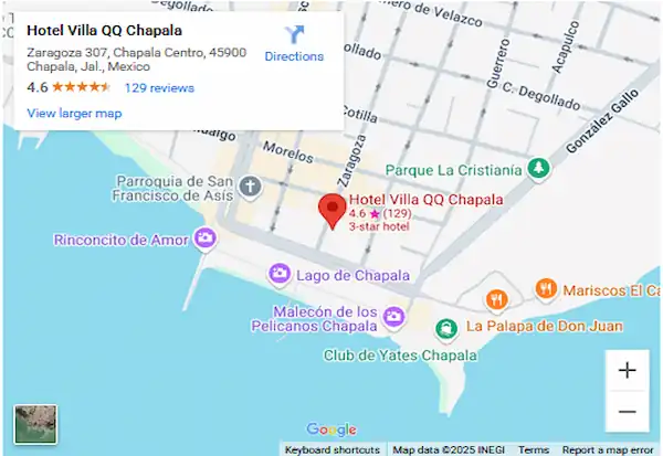 Mapa y Ubicación del Quinta Quetzalcoatl Boutique Hotel en Chapala Jalisco México